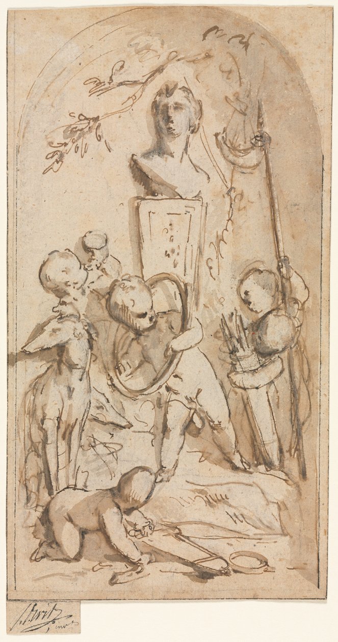 Bust of Diana with Putti and Hunting Attributes by Jacob de Wit