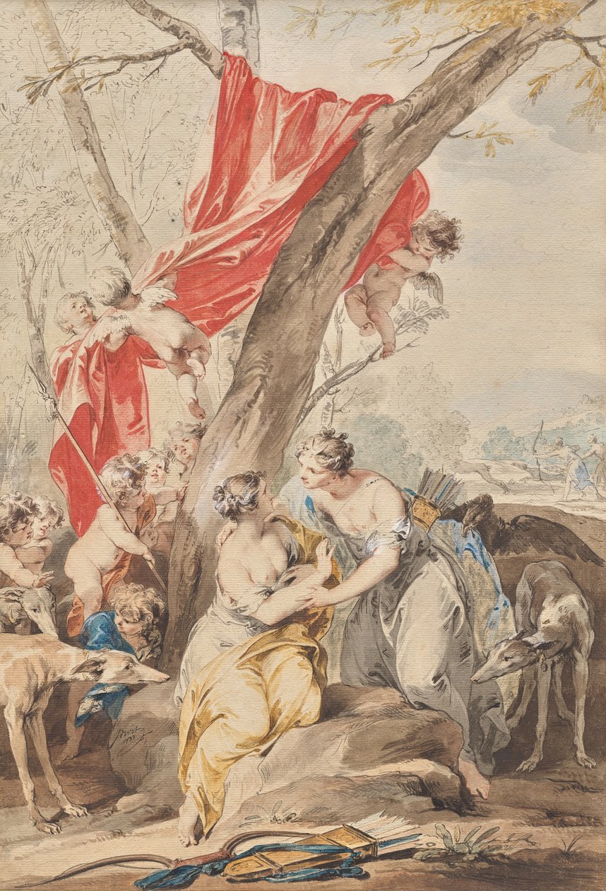 Jupiter (in the guise of Diana) and Callisto by Jacob de Wit