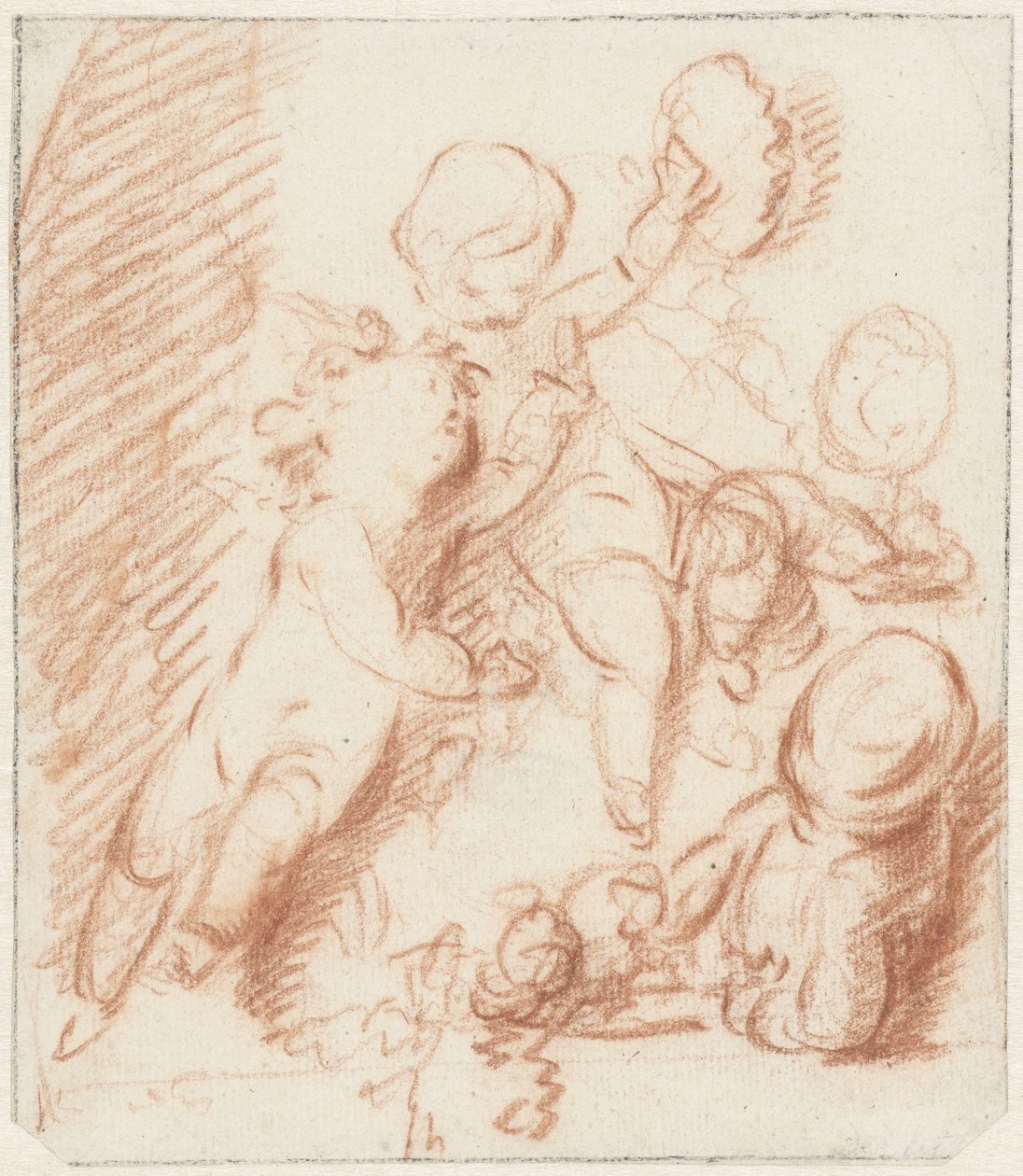 Design for a Door or Chimney Piece with Three Putti by Jacob de Wit