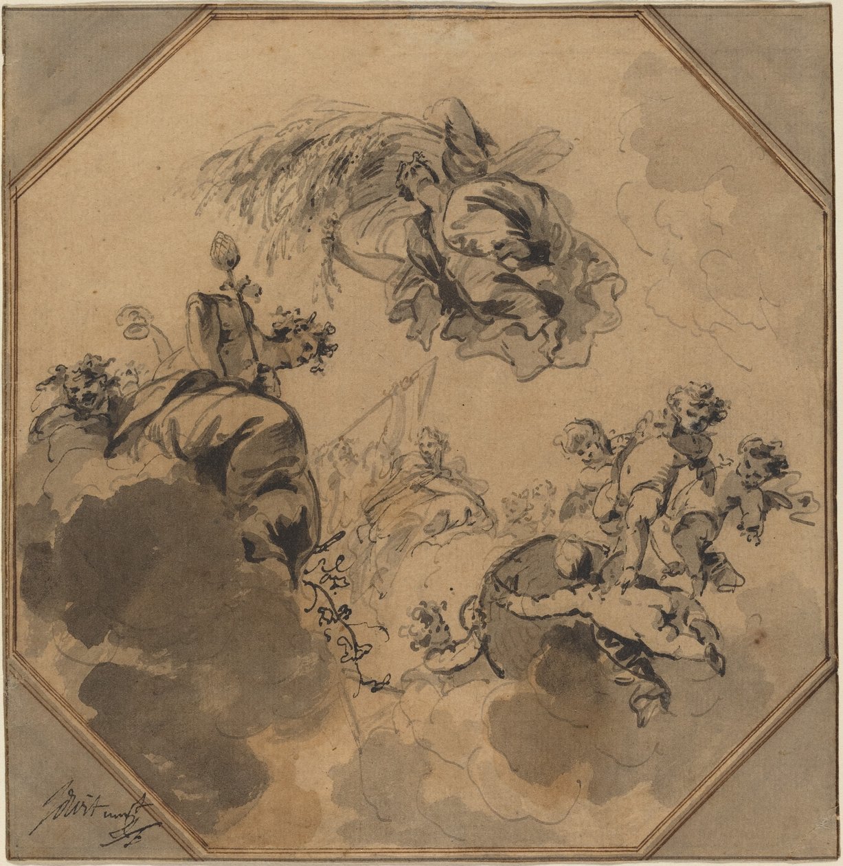 Study for a Ceiling: Allegory of the Harvest with Dionysus and Ceres by Jacob de Wit