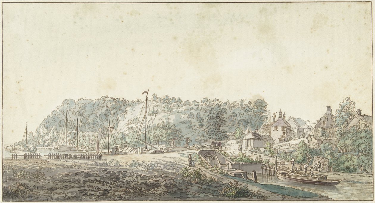 The Lock at the Grebbe between Rhenen and Wageningen by Jacob van Liender