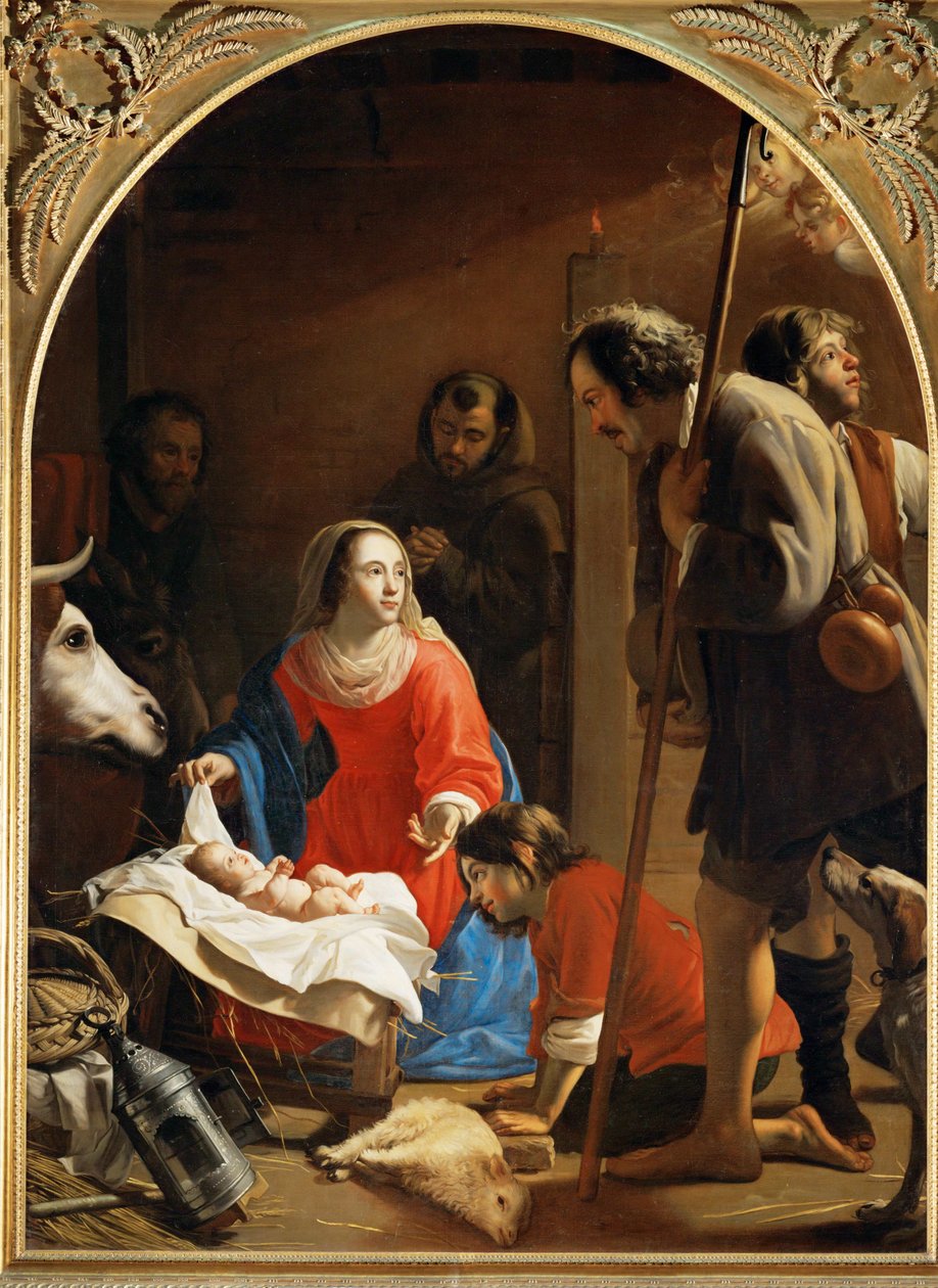 Adoration of the Shepherds, with Saint Francis of Assisi in the Background by Jacob van Oost