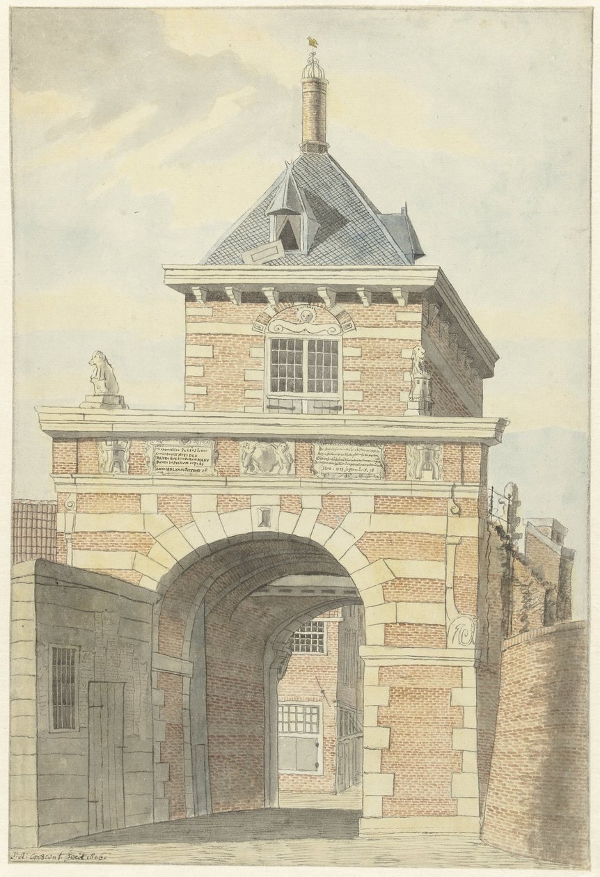 View of the Old Vriesche Gate in Alkmaar by Jacobus Andreas Crescent