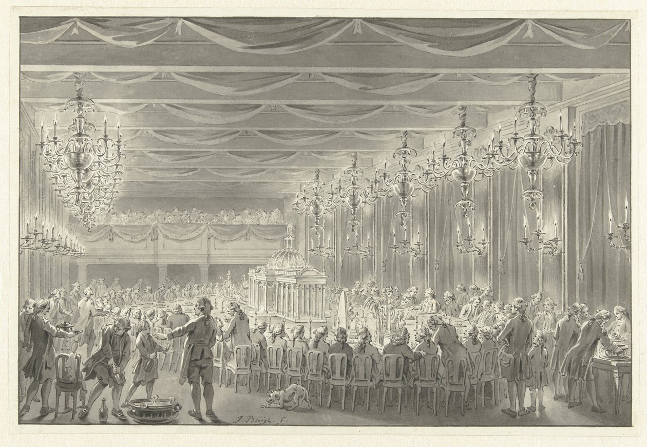 Alliance Meal in Amsterdam, 1786 by Jacobus Buys (signed by artist)