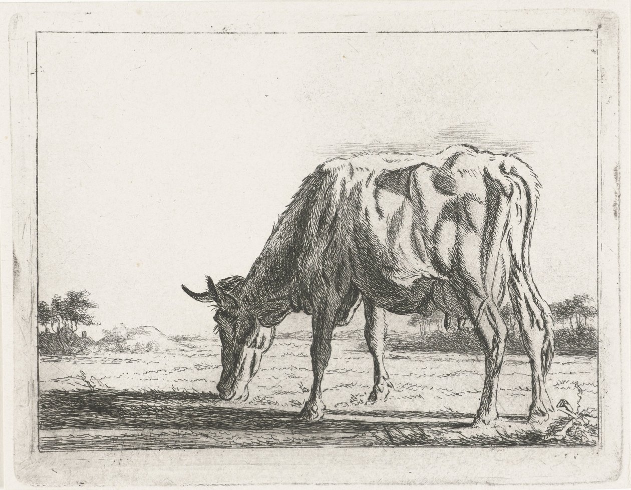 Grazing Cow by Jacobus Cornelis Gaal