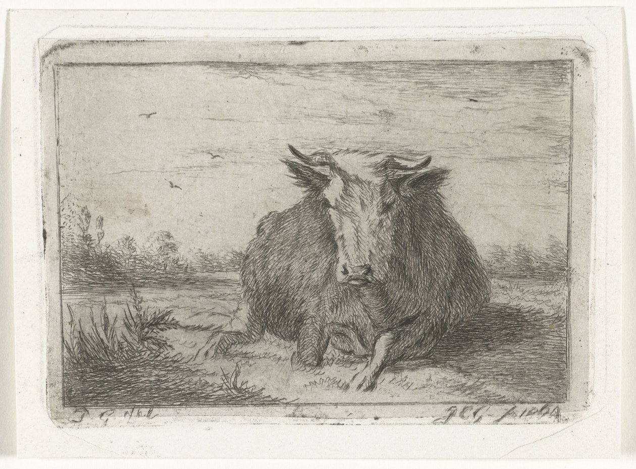 Lying Cow Seen from the Front by Jacobus Cornelis Gaal