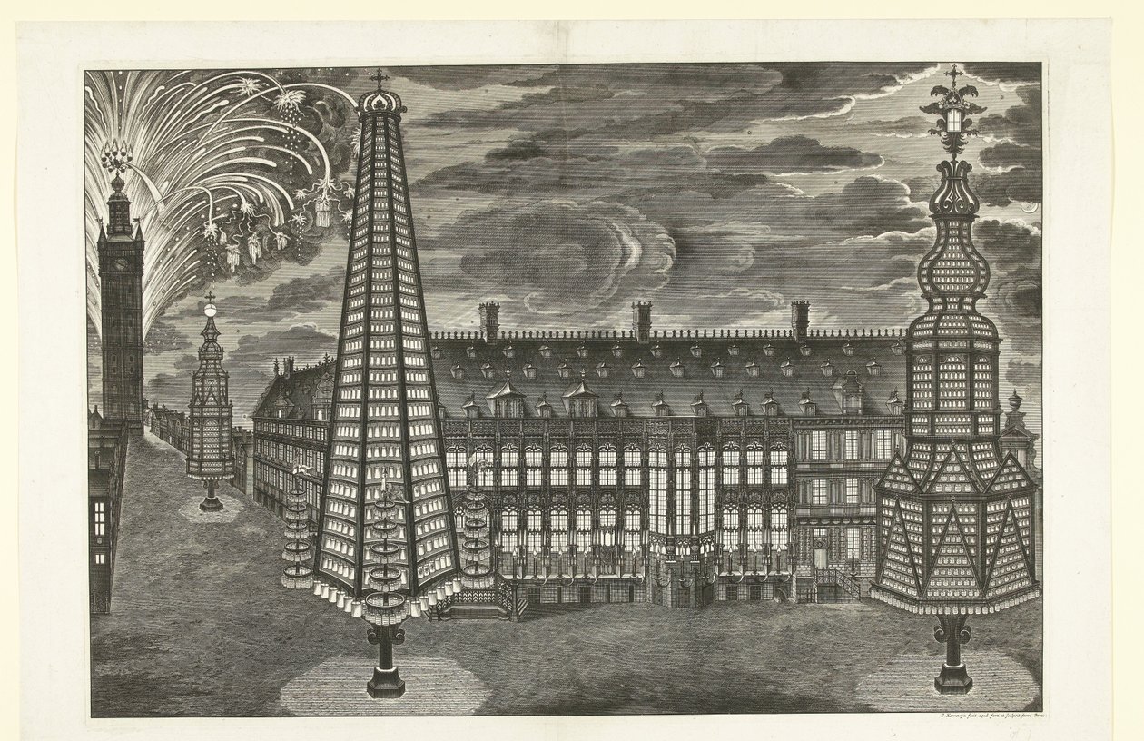 Illumination and Fireworks in Ghent, 1717 by Jacobus Harrewijn