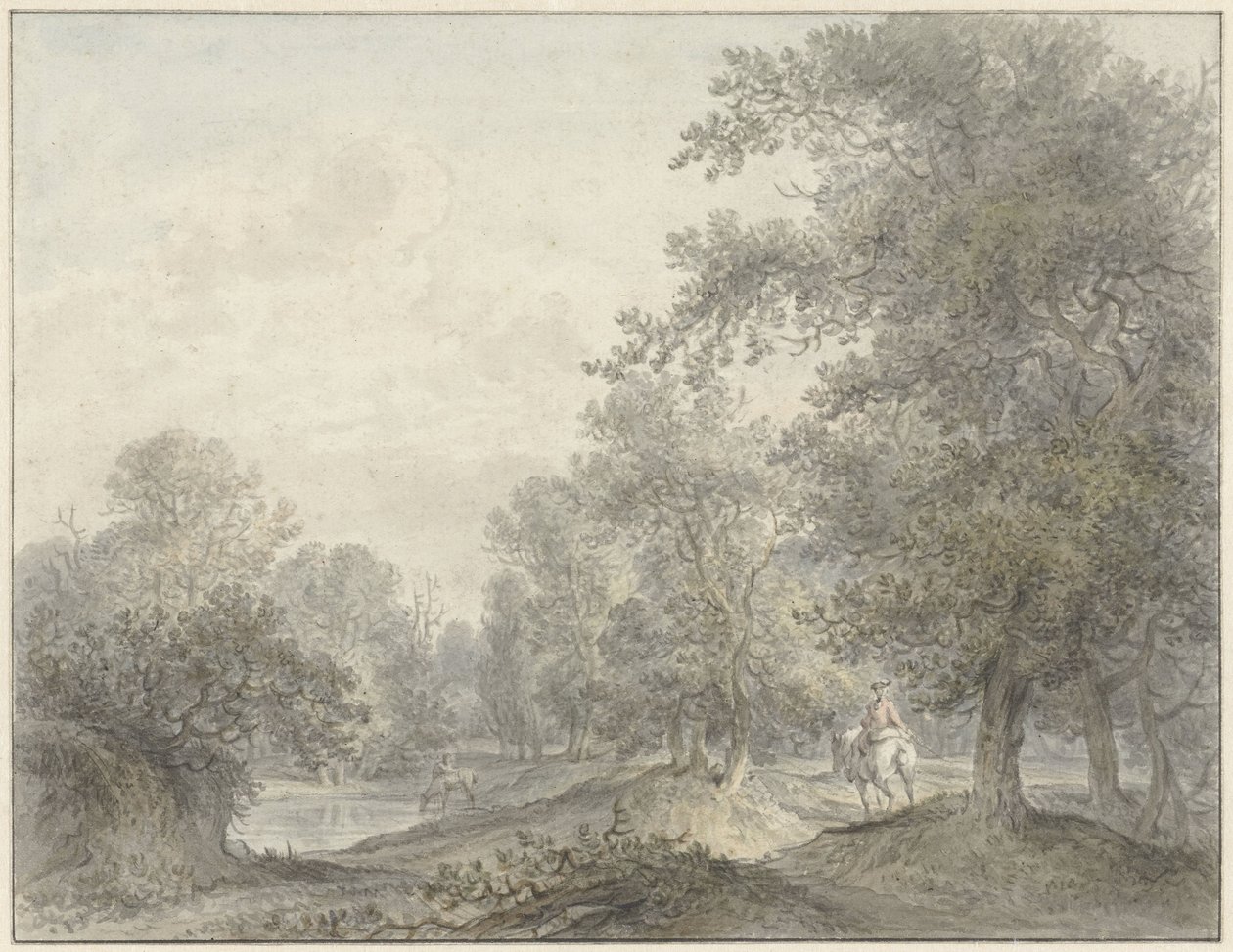 Forest Landscape with Rider and Pond by Jacobus Versteegen