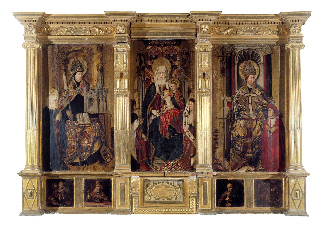 The Altarpiece of Saint Ildefonso and St. Augustine of Hippo by Jacomart (c.1413 61) Baco