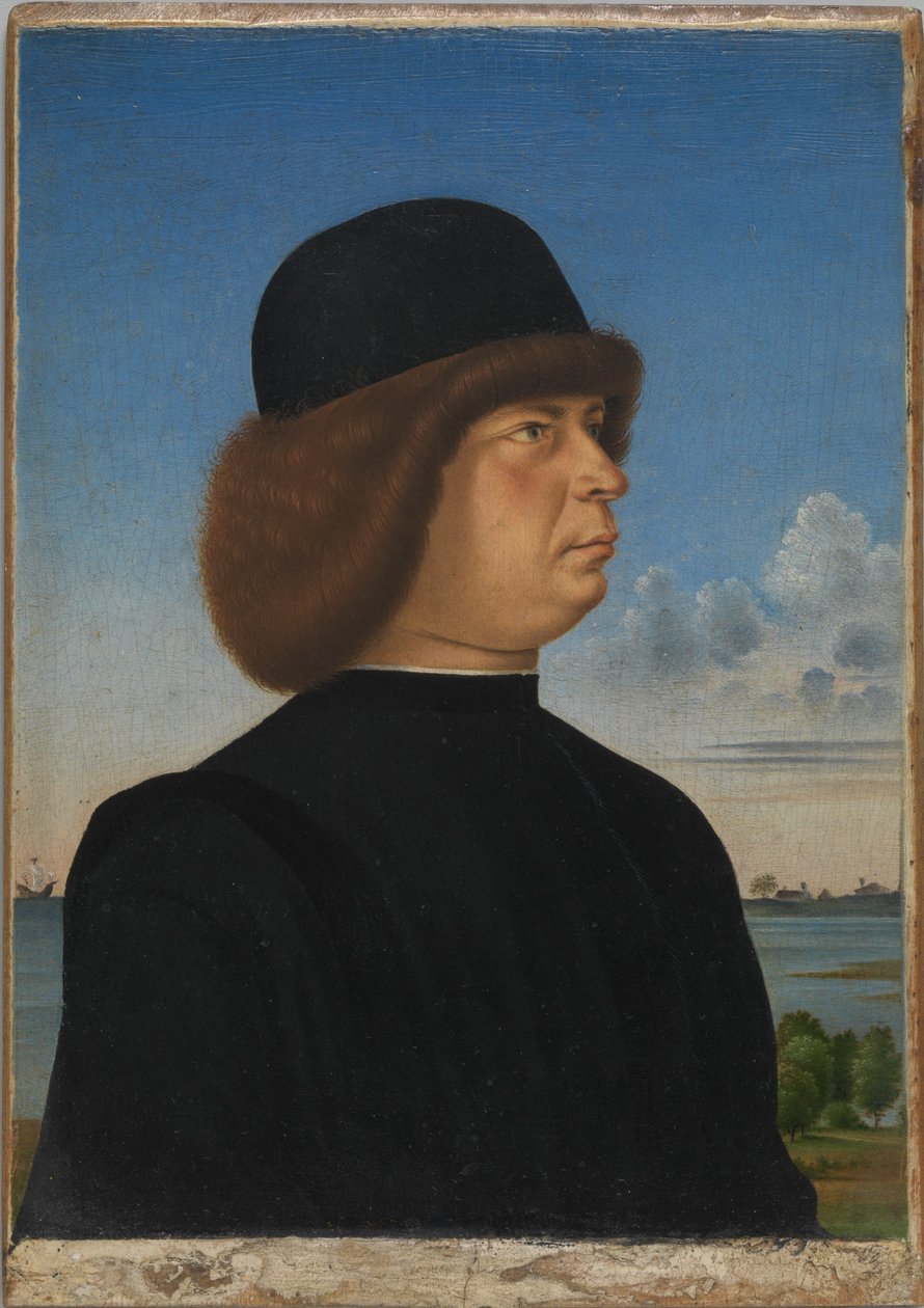 Portrait of Alvise Contarini; (verso) A Tethered Roebuck by Jacometto Veneziano