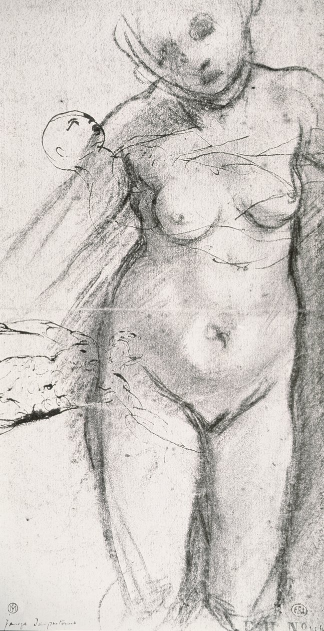 Knee Length Study of a Nude Woman by Jacopo Pontormo