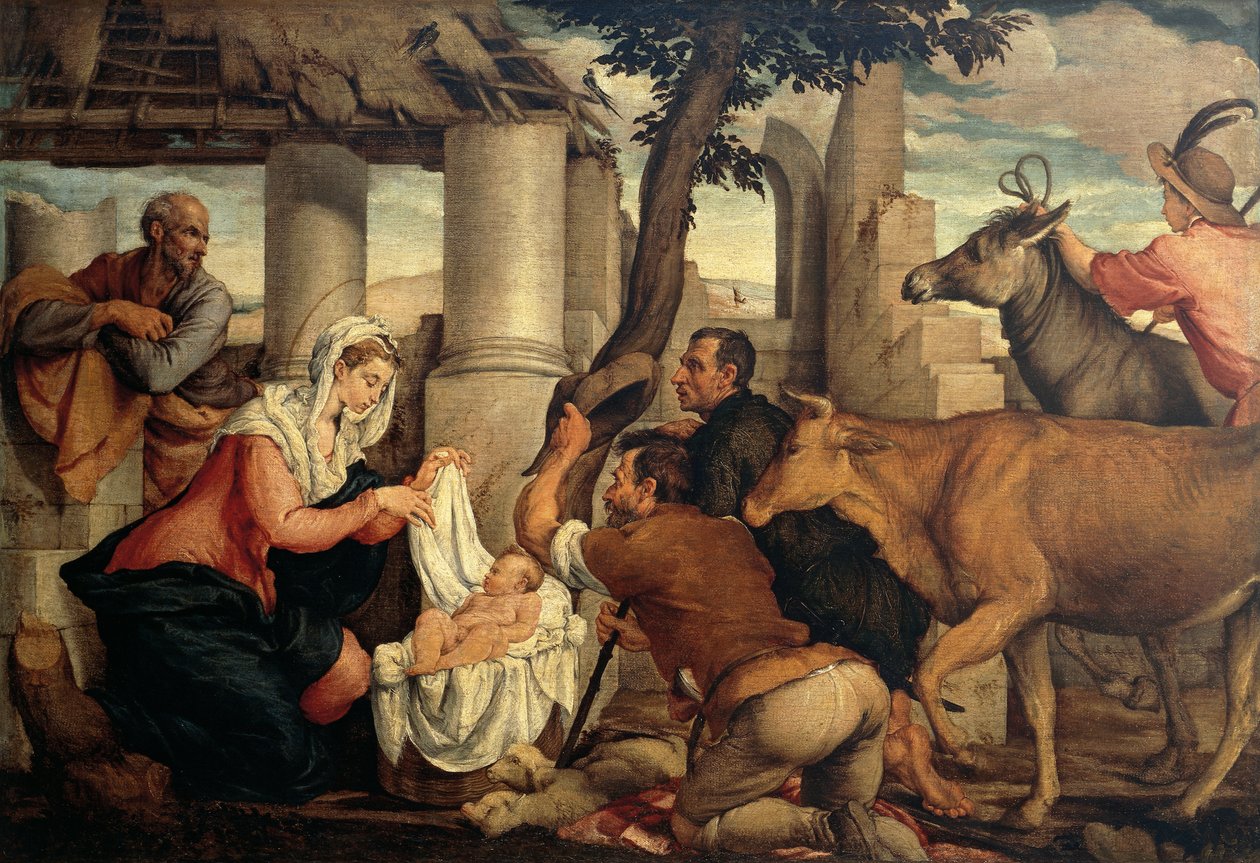 The Adoration of the Shepherds by Jacopo (1510 92) Bassano