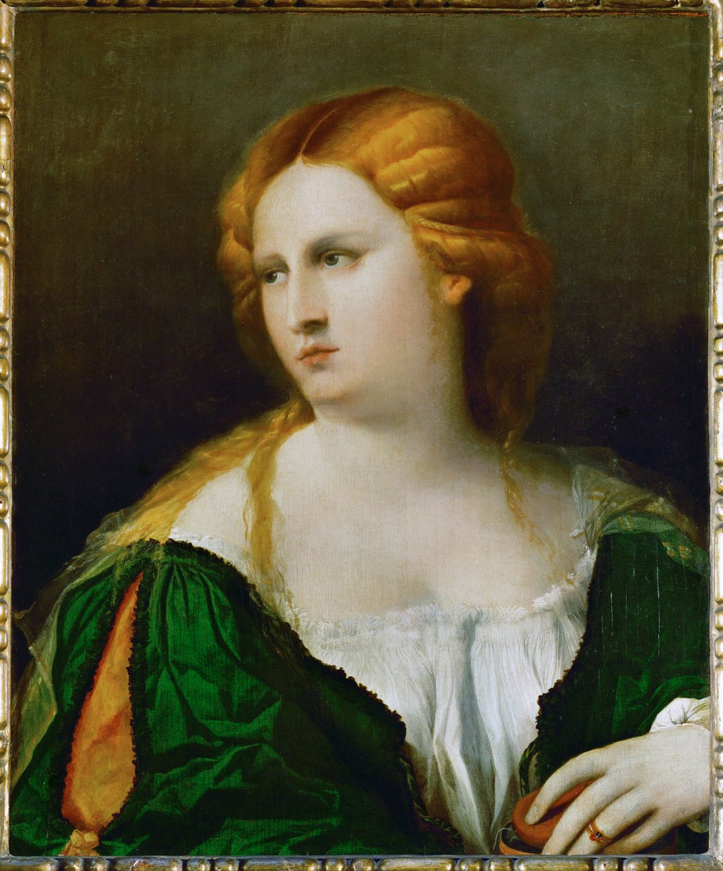 Young Woman in a Green Dress, a Box in Her Hand by Jacopo (c.1480-1528) Palma
