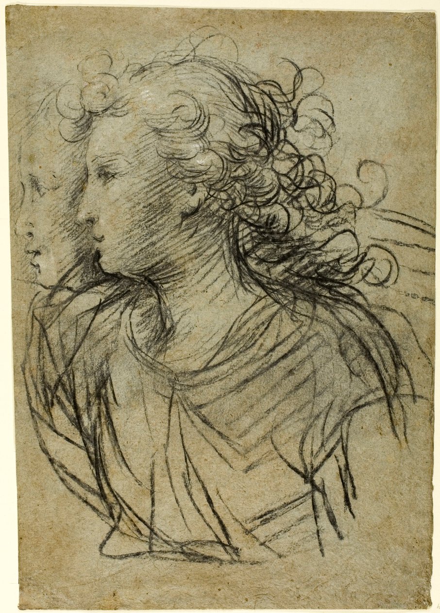 Half-Length View of Female in Profile to Left (recto); Half-Length view of Figure in Three-Quarter Profile (verso) by Jacopo Confortini