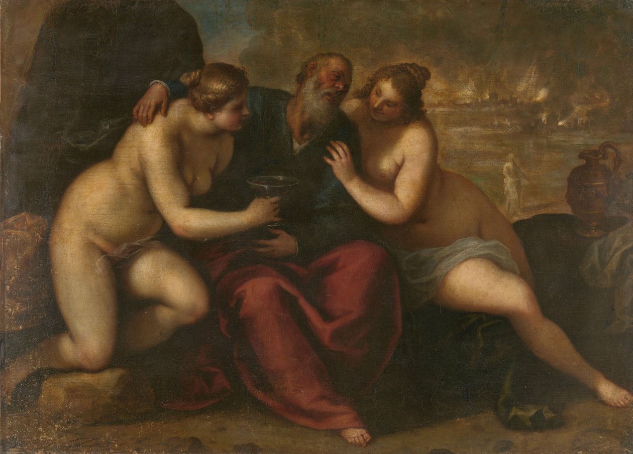 Lot and His Daughters by Jacopo Il Giovane Palma