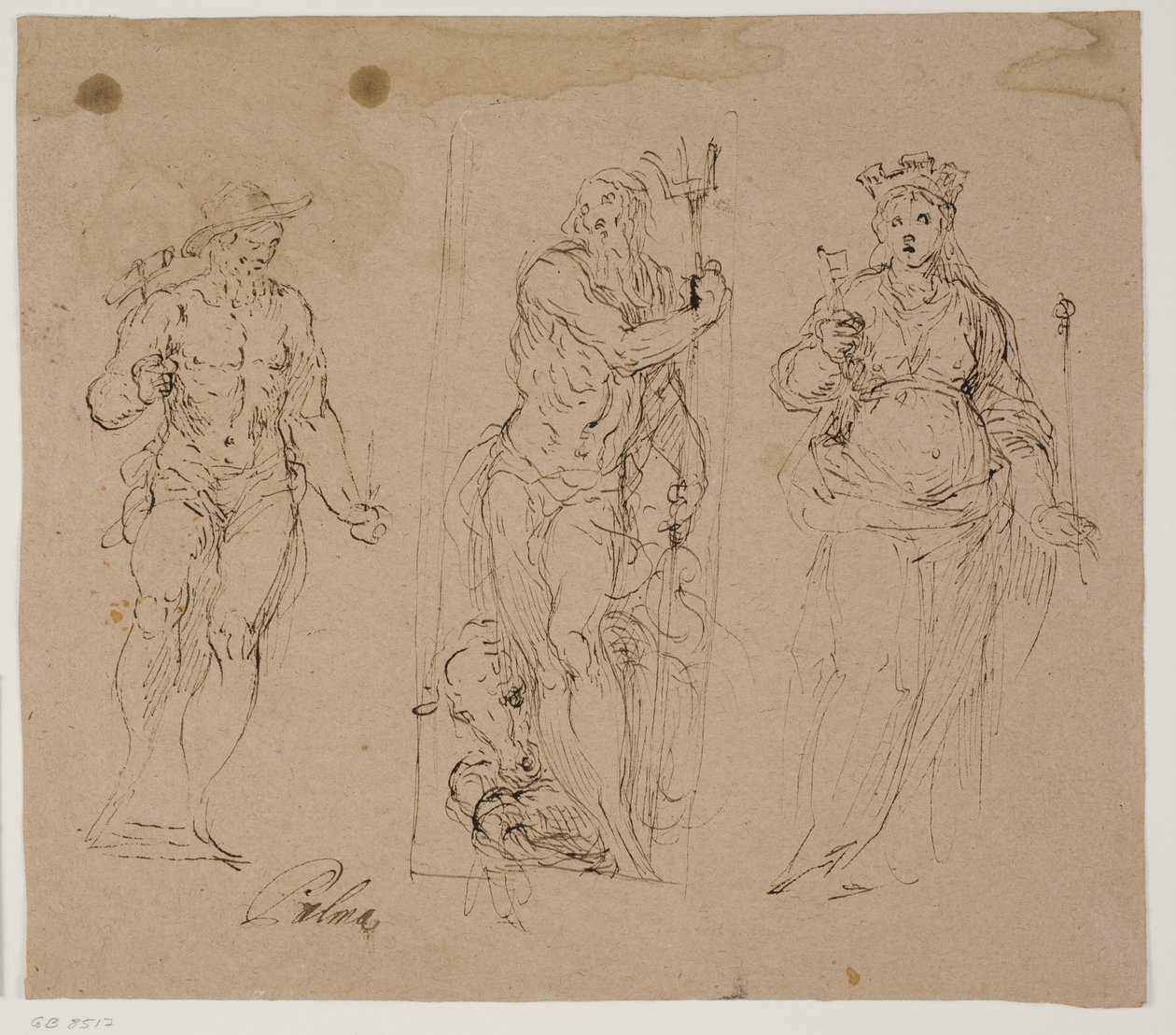 Neptune Flanked by Vulcan(?) and the Personification of a Town by Jacopo Palma