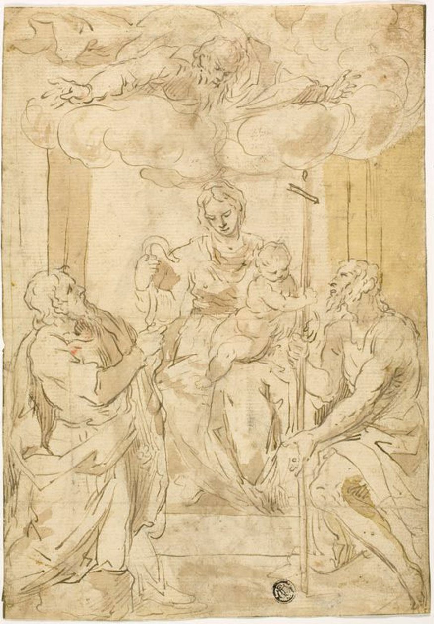 Virgin and Child with Saints Thomas and John the Baptist (recto); Sleeping Venus (verso) by Jacopo Palma il Giovane