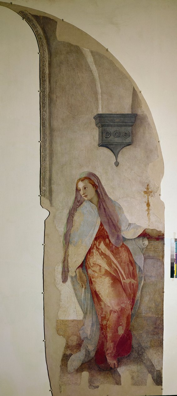 The Annunciation (detail of the Virgin) by Jacopo Pontormo