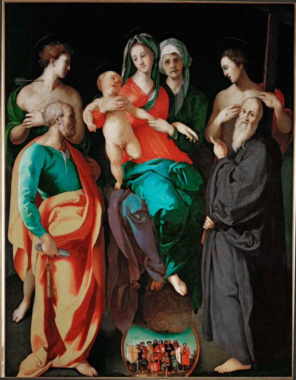 The Virgin with Saint Anne and Four Saints (Peter, Sebastian, Benedict, and the Good Malefactor) by Jacopo Pontormo