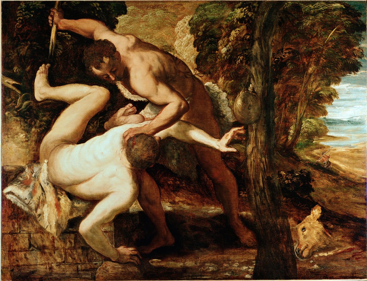 Cain killing Abel by Jacopo Robusti Tintoretto