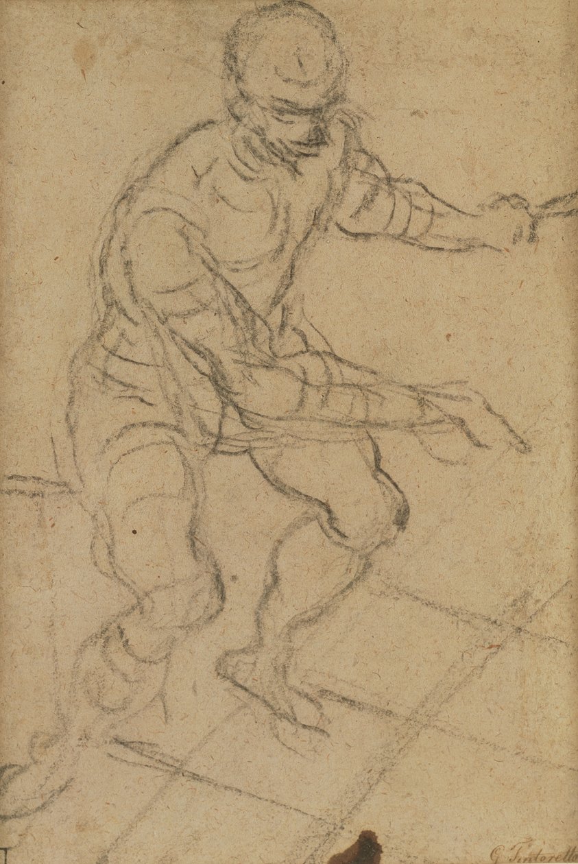 Seated Man seen from Above (recto) by Jacopo Robusti Tintoretto