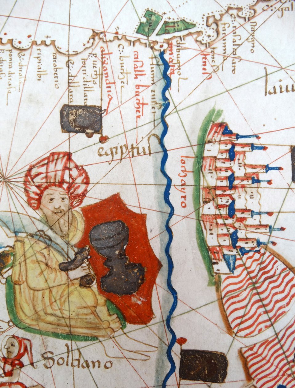 Egypt and the Red Sea (detail) from a Renaissance map of Europe, 1528 by Jacopo Russo