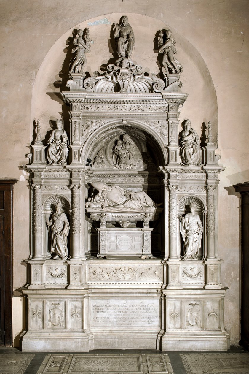 Funeral monument in tribute to Cardinal Ascanio Maria Sforza (marble sculpture, 1505-1507) by Jacopo Sansovino