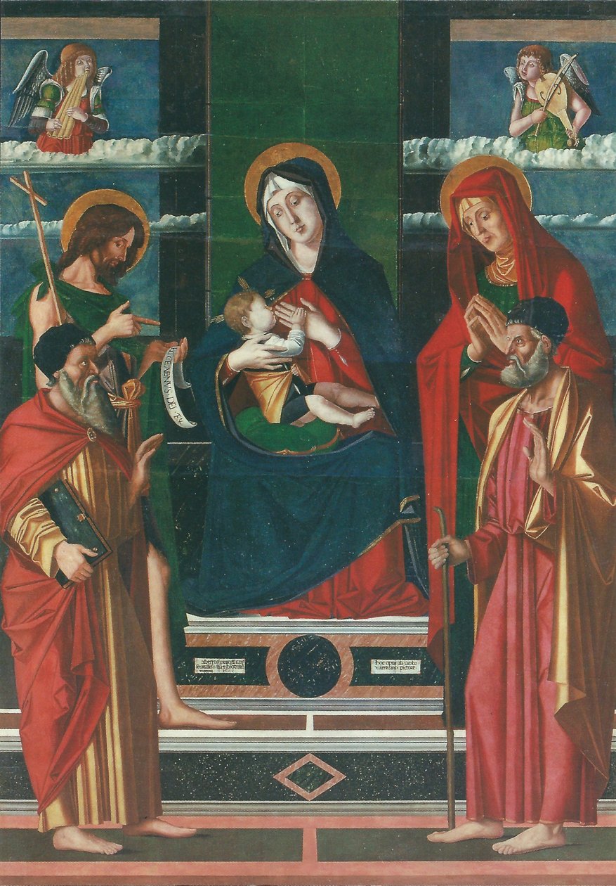 Madonna with Child with Saints Joseph, John the Baptist, Joachim and Anne by Jacopo da Valenza