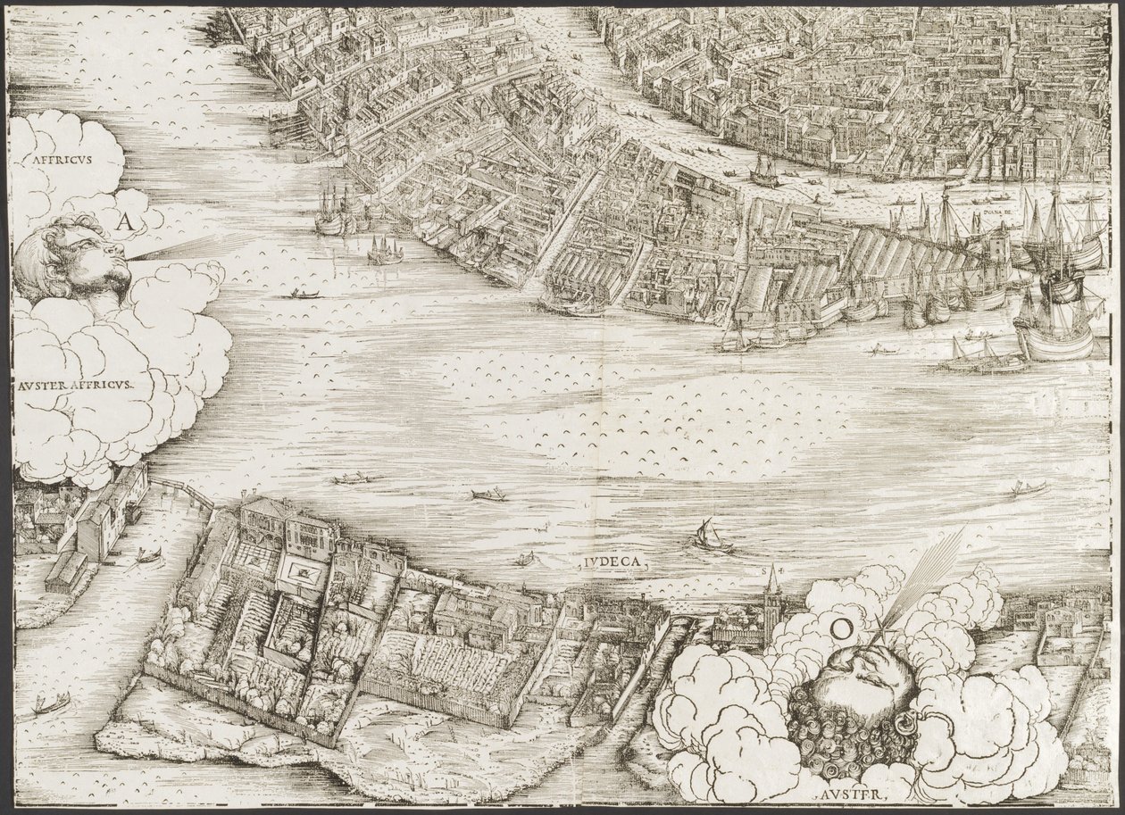 View of Venice (lower left block) by Jacopo de Barbari