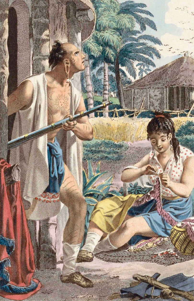 Creek Indian Man and Wife in Village by Jacques (after) Kuyper