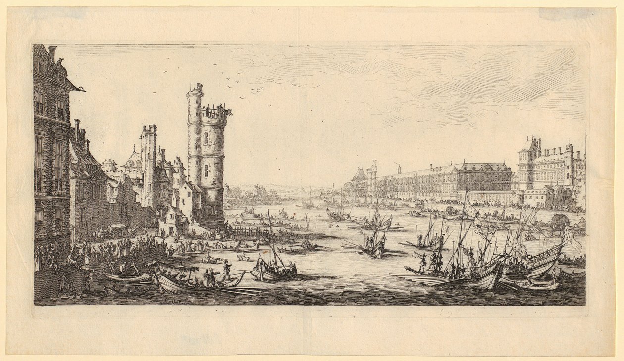 View of the Louvre, Sheet 1 from the Series "The Two Great Views of Paris" by Jacques Callot