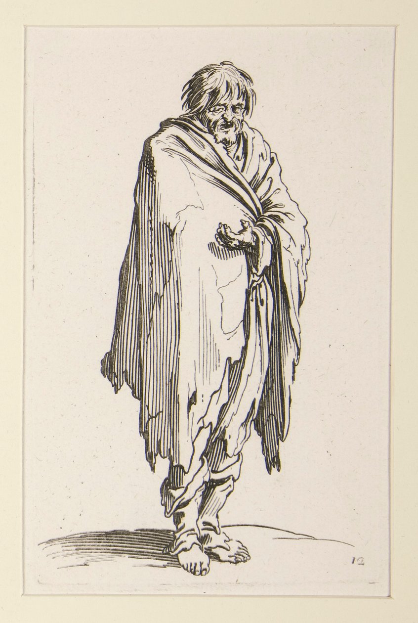 Bare-headed Beggar with Unshod Feet, from The Beggars by Jacques Callot