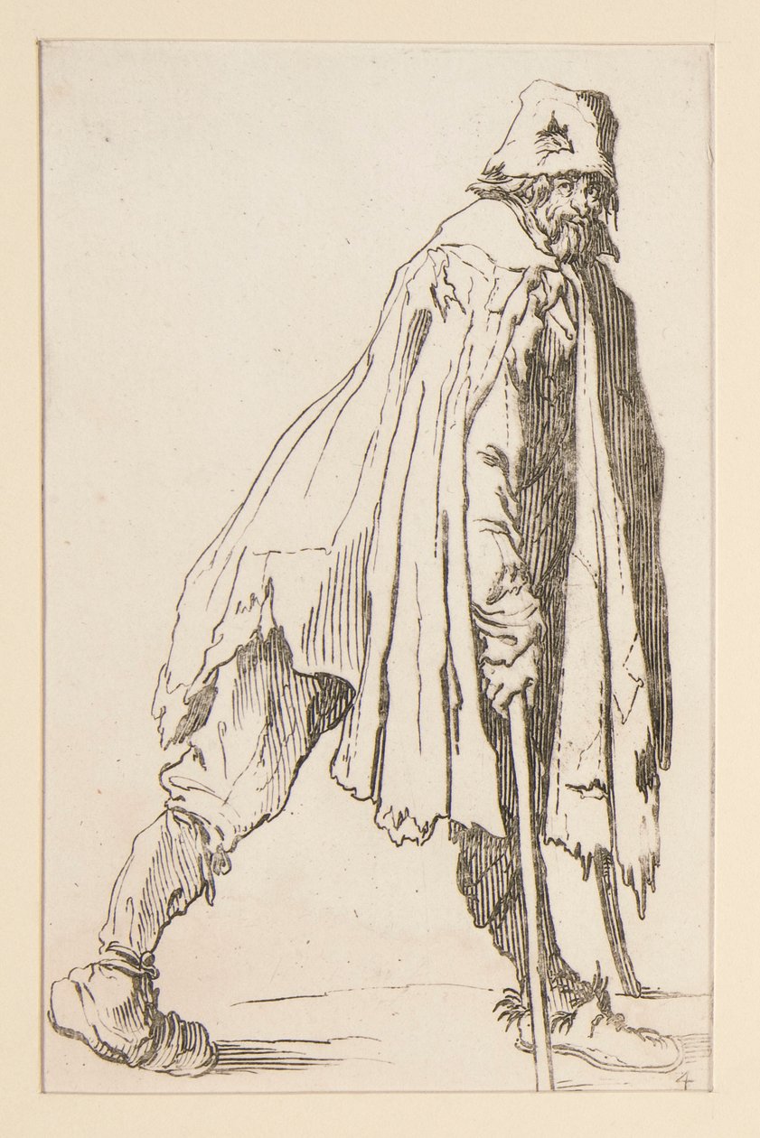 Beggar in a Cap, on Crutches, from The Beggars by Jacques Callot