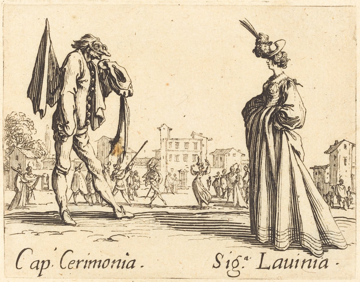 Cap. Cerimonia and Siga. Lavinia, c. 1622 by Jacques Callot