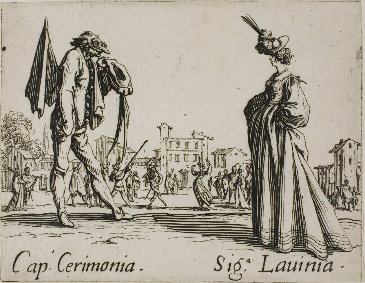 Captain Ceremony - Lady Lavinia, plate 3 from Balli di Sfessania by Jacques Callot