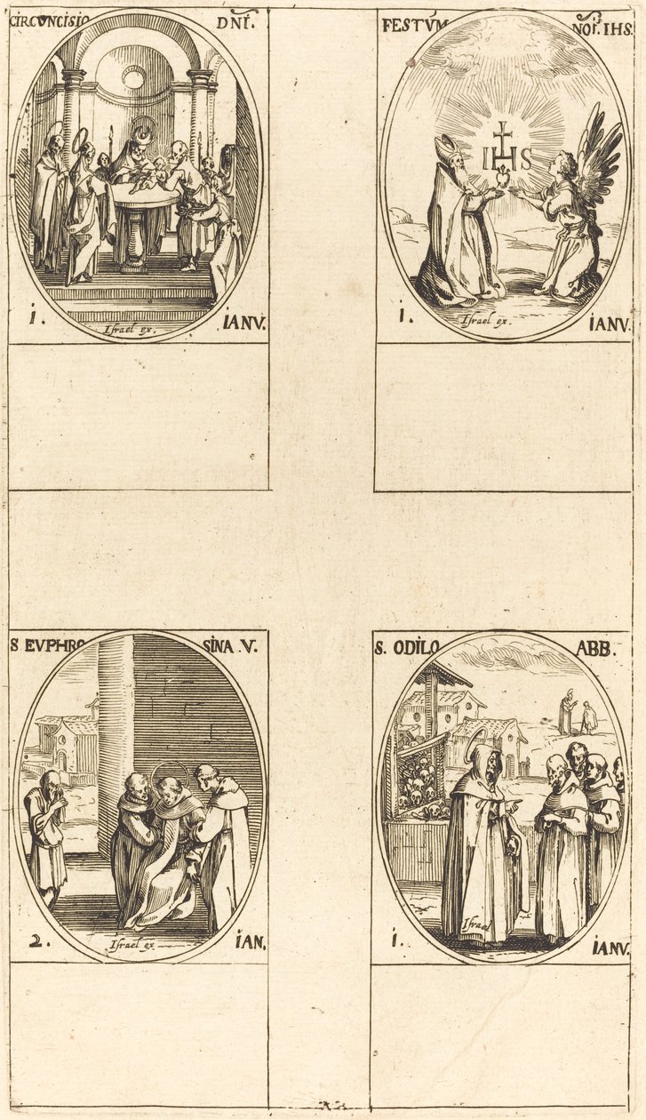 Circumcision; Festival of Name of Christ; St. Odilo; St. Euphrosyna by Jacques Callot
