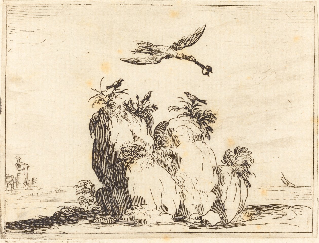 Crane Flying by Jacques Callot