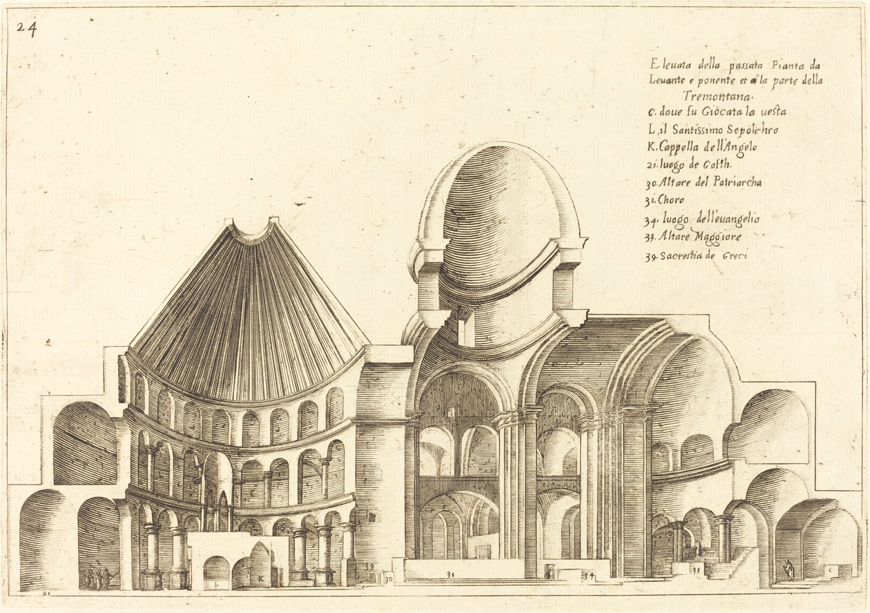 Cross-Section of the Church of the Holy Sepulchre by Jacques Callot