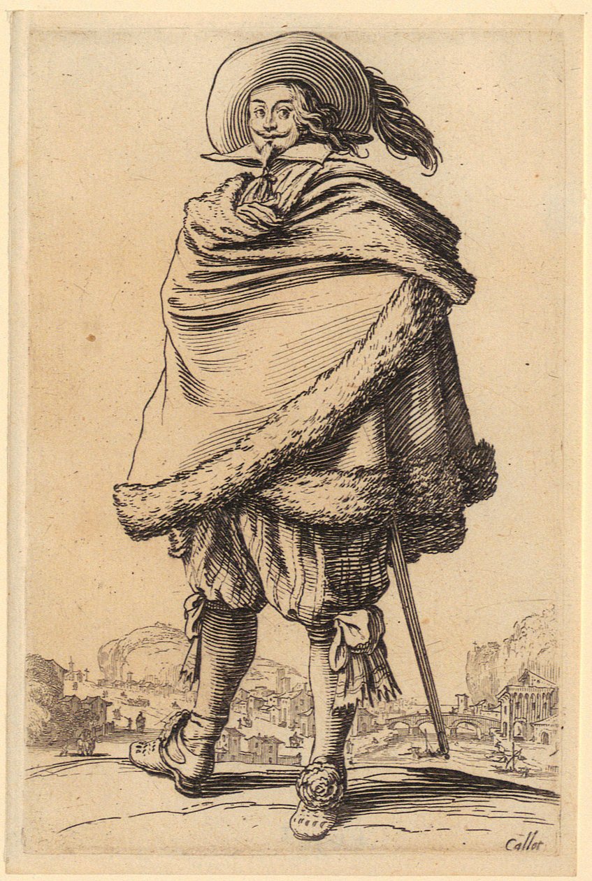 Nobleman in a Fur-Trimmed Cloak, Plate 10 from the Series “The Nobility” by Jacques Callot