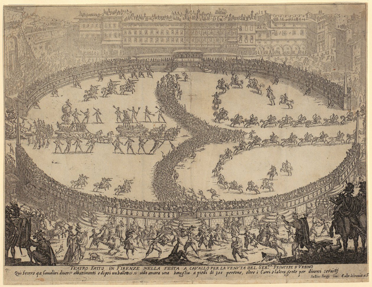 Entry of the Carriages and Parade of Infantry and Cavalry on Piazza Santa Croce in Florence in Honor of the Prince of Urbino, Plate 6 of the Series 