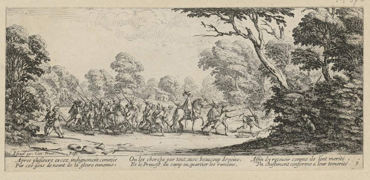 Discovery of the Criminals, Sheet 9 from the Series "Horrors of War" by Jacques Callot