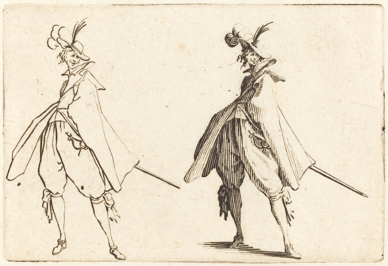 Gentleman in Large Mantle, Front View by Jacques Callot