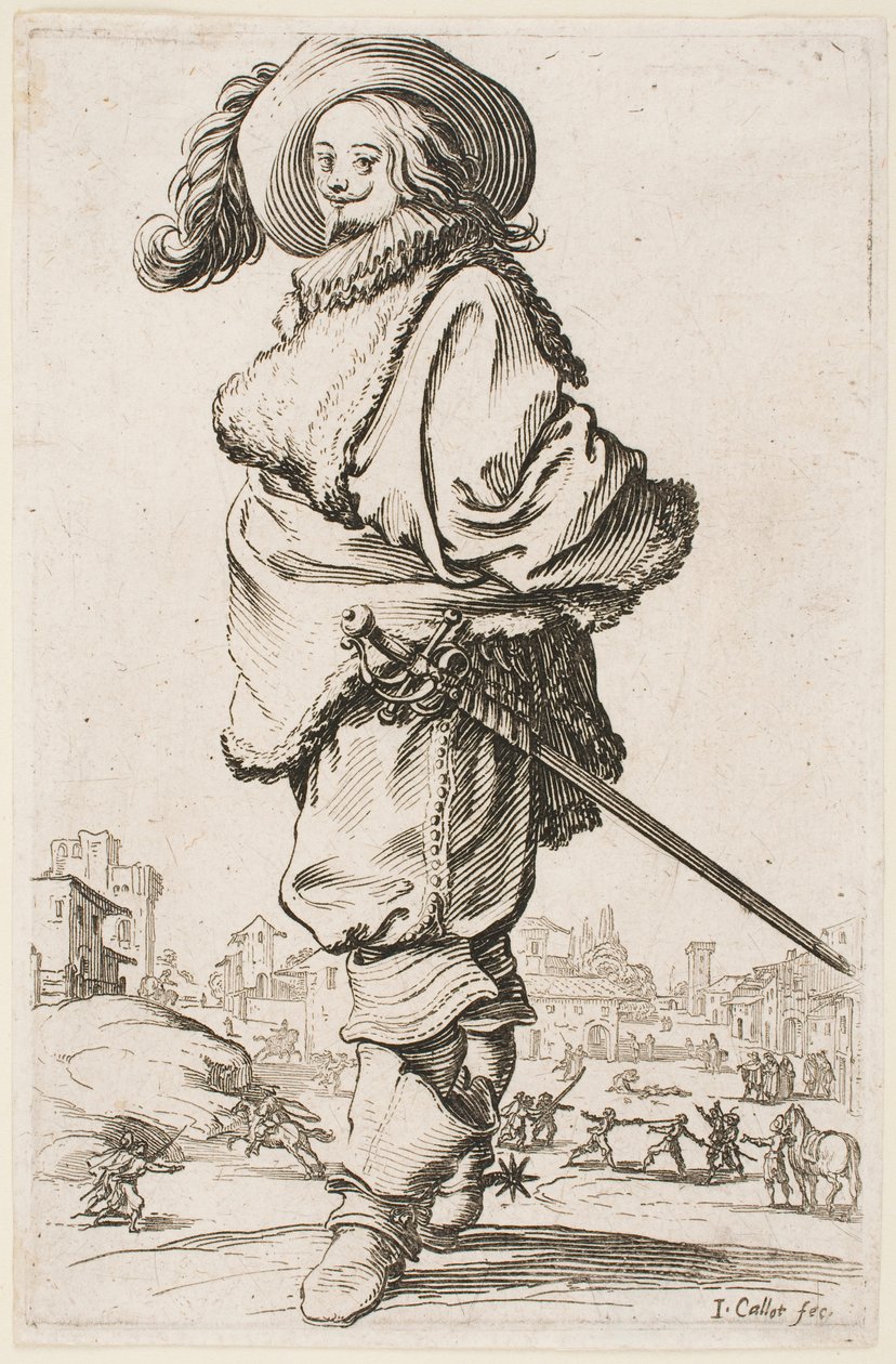Gentleman in a Fur-Trimmed Cloak by Jacques Callot