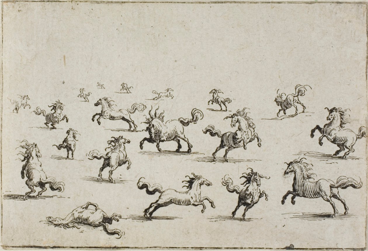 Horses Running Free, from The Caprices by Jacques Callot