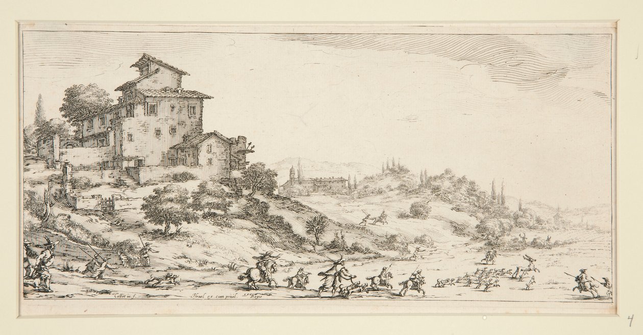 Deer Hunt near the Manor, from Landscapes for Giovanni de Medici by Jacques Callot