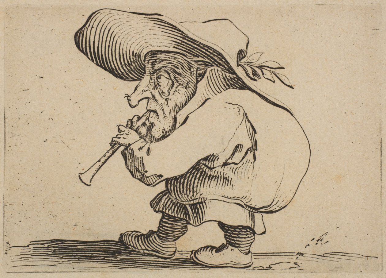 The Flageolet Player, from Varie Figure Gobbi by Jacques Callot