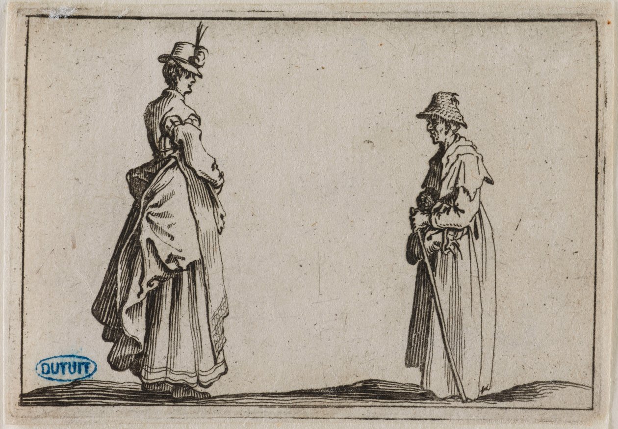 The Caprices, Two Women in Profile. Nineteenth Number of the Suite of 50 Pieces Engraved in Florence by Jacques Callot