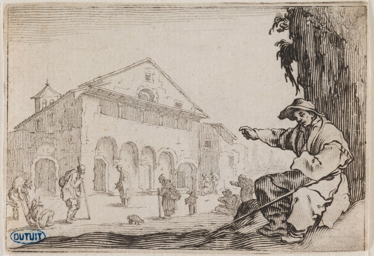 Les Caprices, The Hospice. Thirty-eighth number of the suite of 50 pieces engraved in Nancy (Lieure 465, Meaume 843) by Jacques Callot