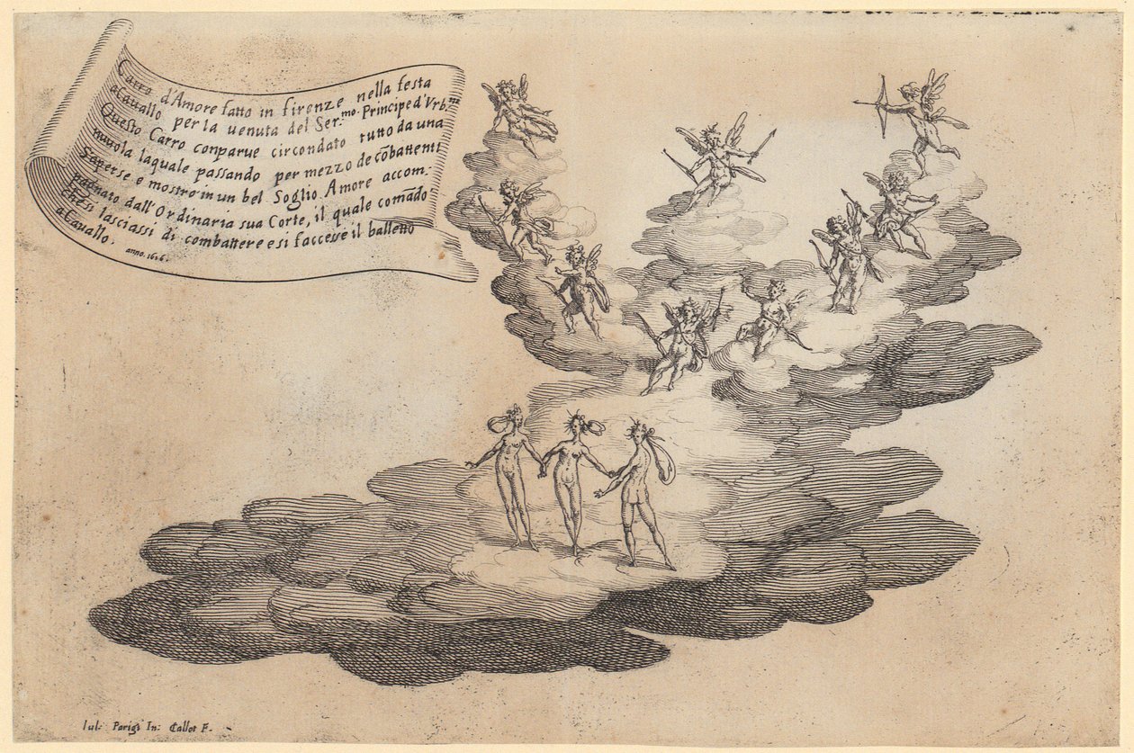 Chariot of Love, Plate 5 from the series "War of Beauty" by Jacques Callot