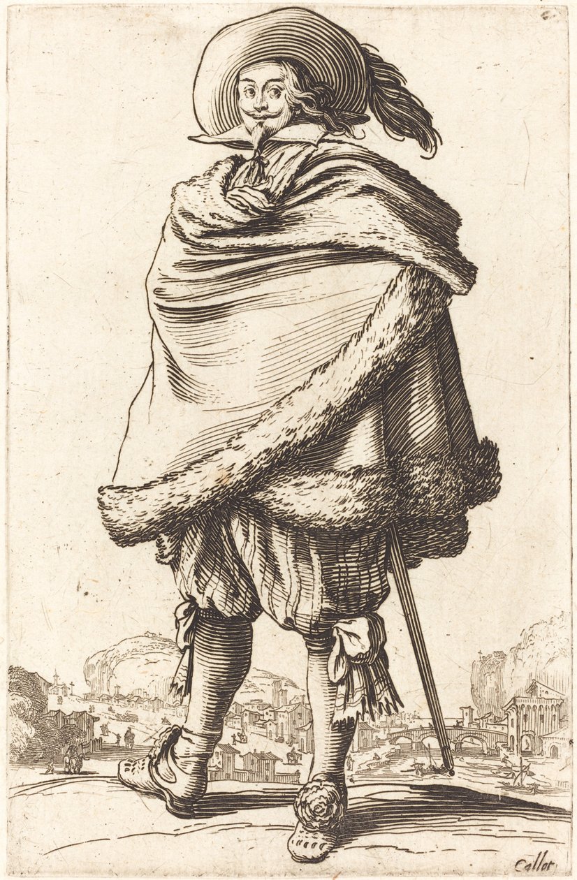 Noble Man Wrapped in a Mantle Trimmed with Fur by Jacques Callot